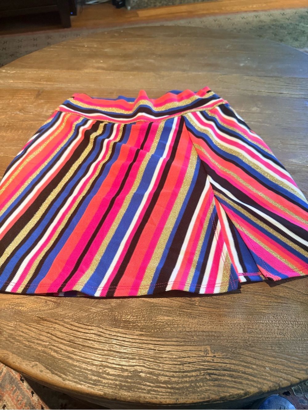 Trina Turk Pink, Blue & Gold Striped Mini Skirt